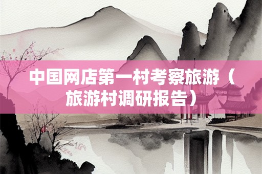 中国网店第一村考察旅游（旅游村调研报告）